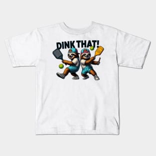 Sloths Playing Pickleball DINK THAT! Design Kids T-Shirt